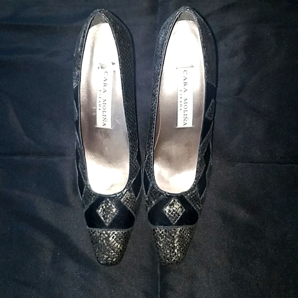 Cara Molina Espana Snakeskin Leather Heels